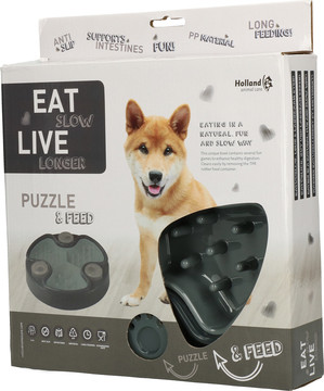 Eat Slow Live Longer voerbak Puzzle and Feed grey